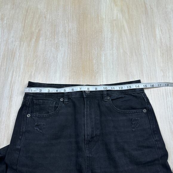 American Eagle Black Mom Jean Dark Wash High Rise Distressed Denim Jeans 4 - Picture 6 of 15